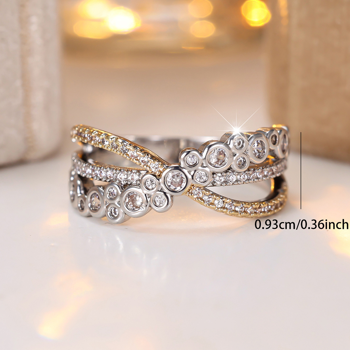 Elegant Cross-Style Ring with Synthetic Zirconia